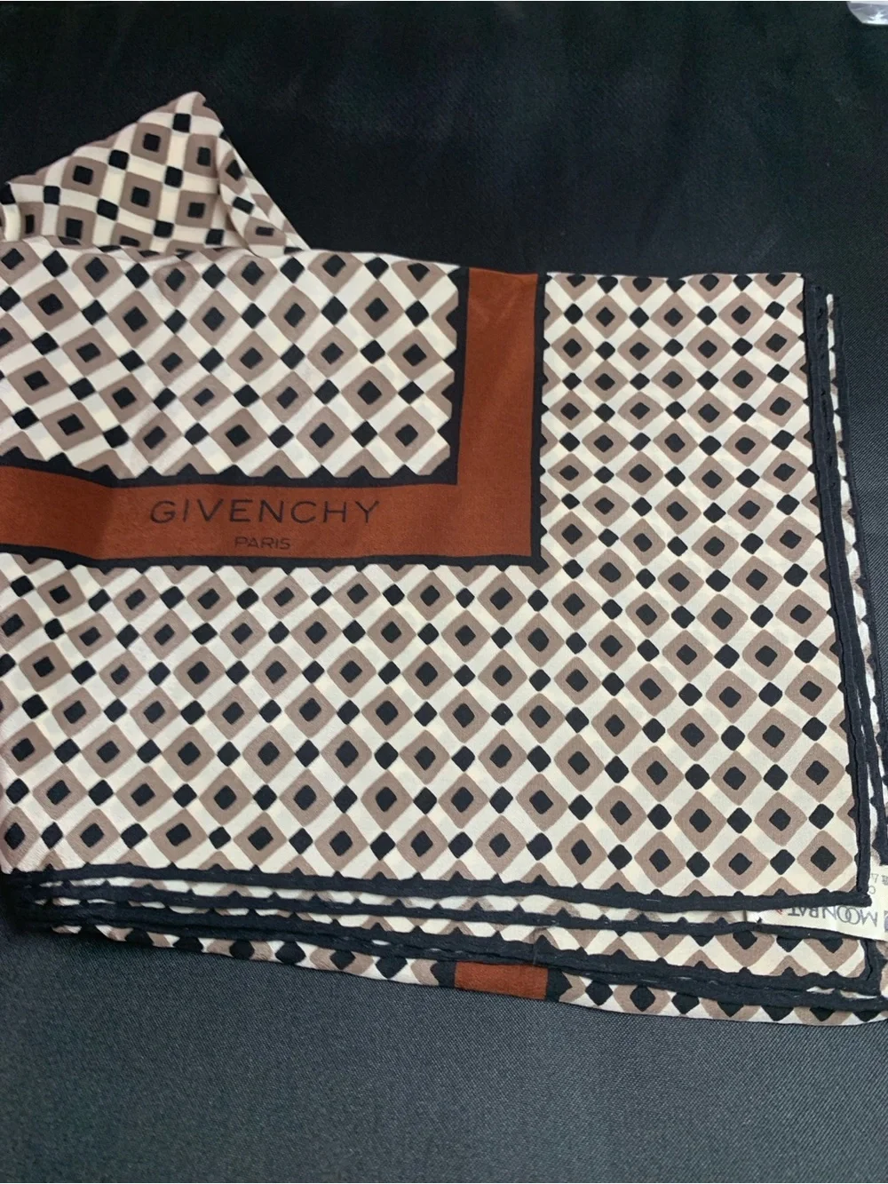 Givenchy Geometric Silk Scarf in Brown, Black & Cream